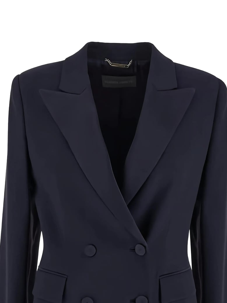 blue enver satin blazer by Selfnex