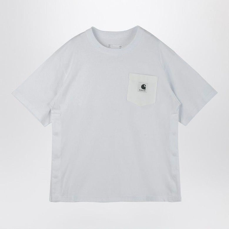 white cotton tshirt with logo patch by Selfnex
