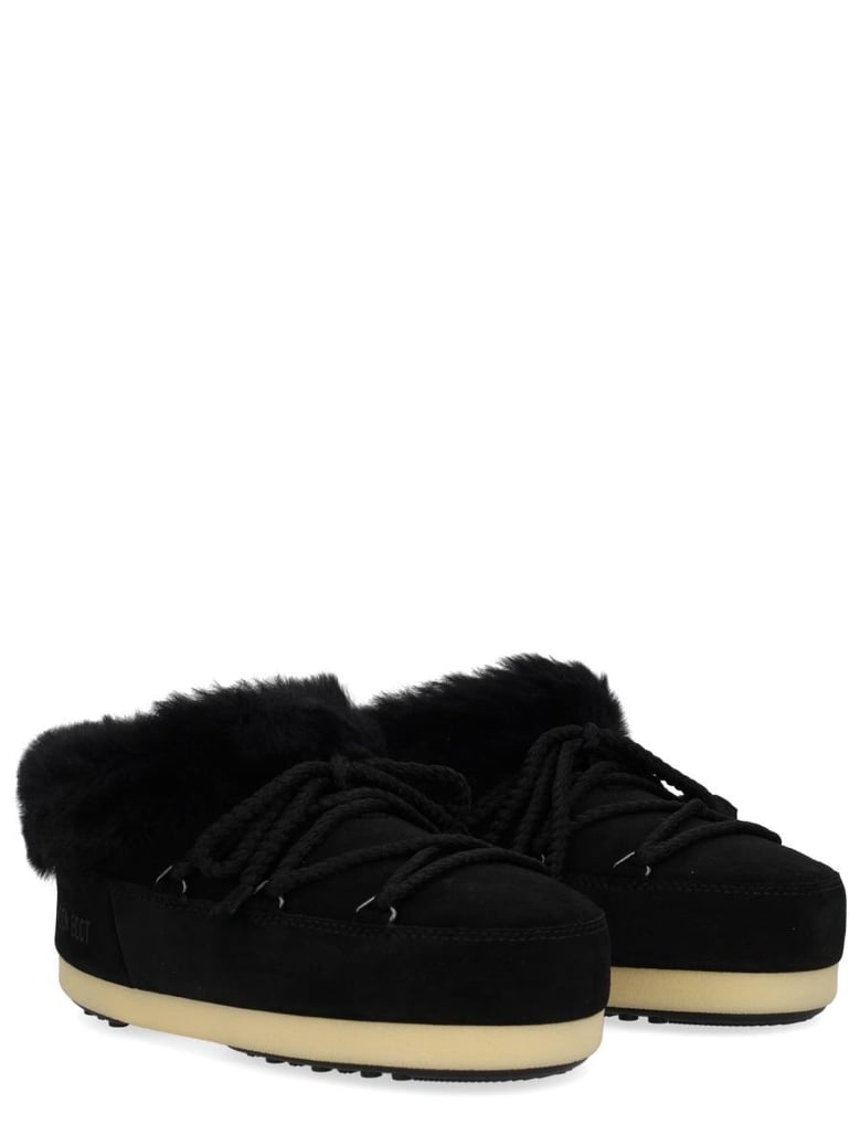 moon boot evx suede mules with sheepskin trim by Selfnex