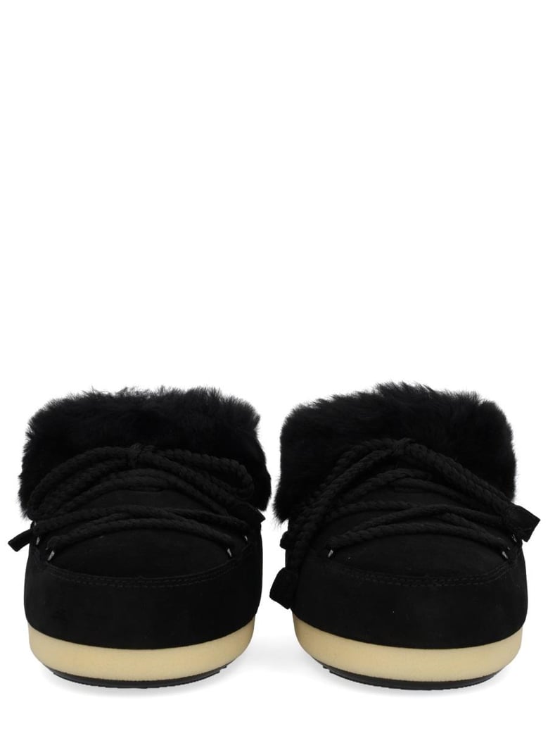 moon boot evx suede mules with sheepskin trim by Selfnex