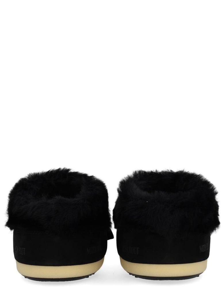 moon boot evx suede mules with sheepskin trim by Selfnex