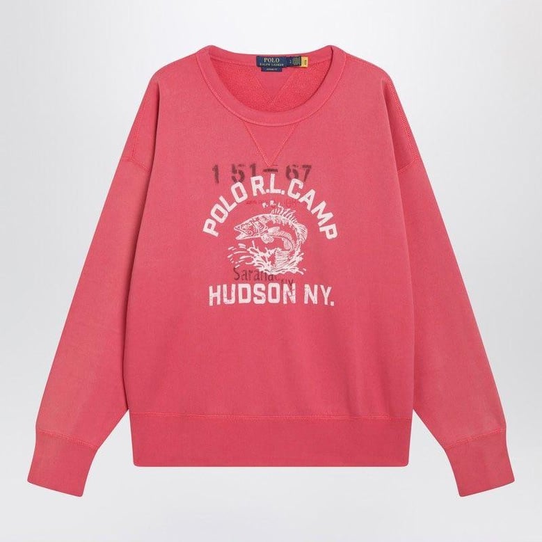 light red sweatshirt with logo print by Selfnex