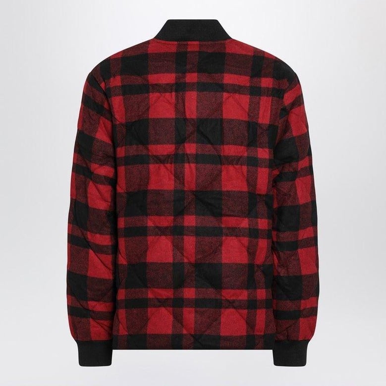 red and black quilted check bomber by Selfnex