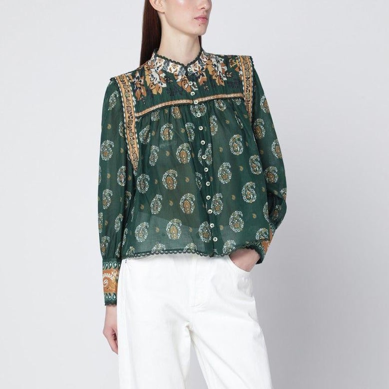 tayla green cotton blouse by Selfnex