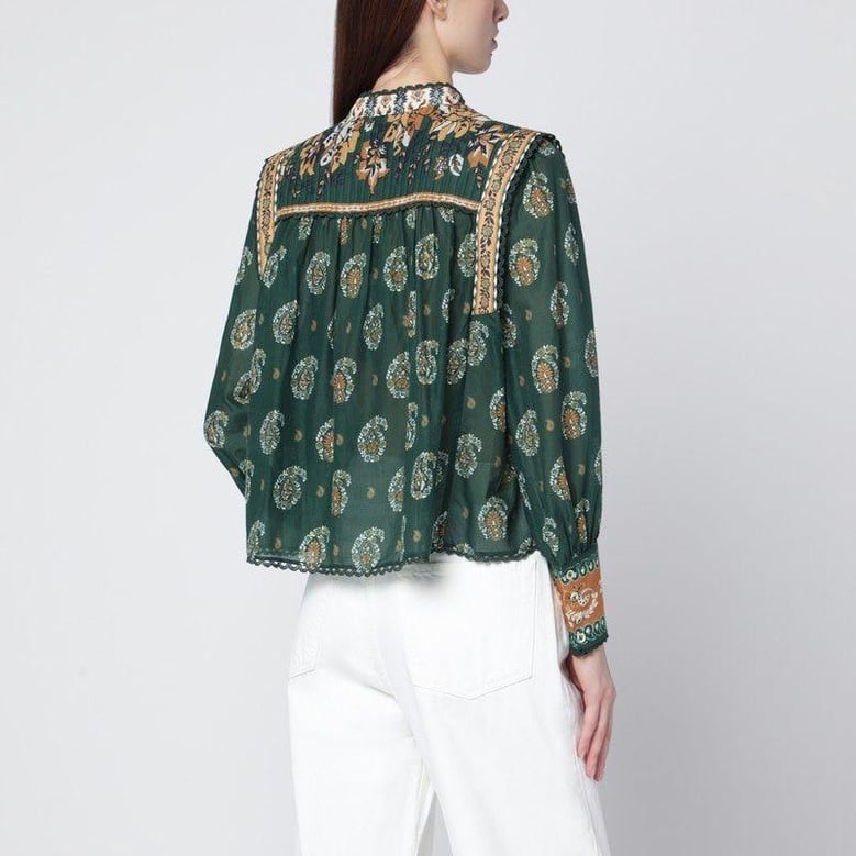 tayla green cotton blouse by Selfnex