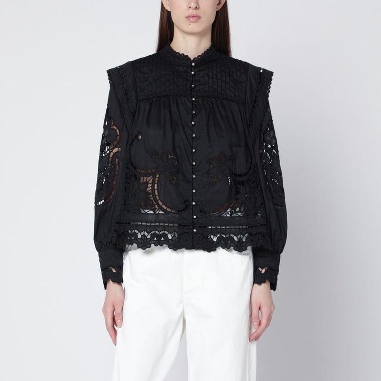 black richelieu cotton blouse by Selfnex