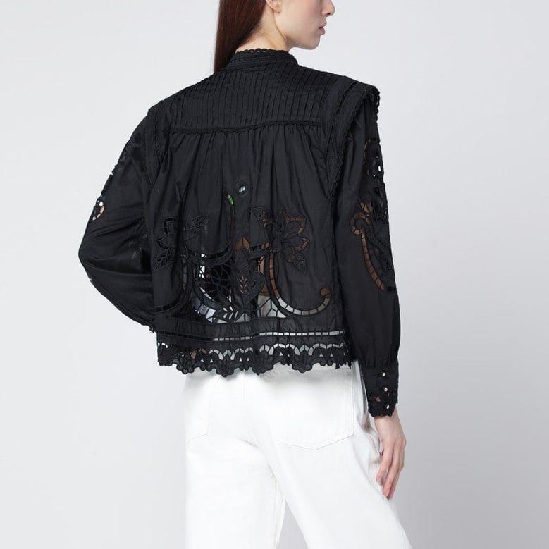 black richelieu cotton blouse by Selfnex