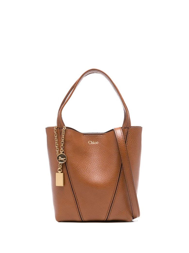 caramel leather small spin shopping bag by Selfnex