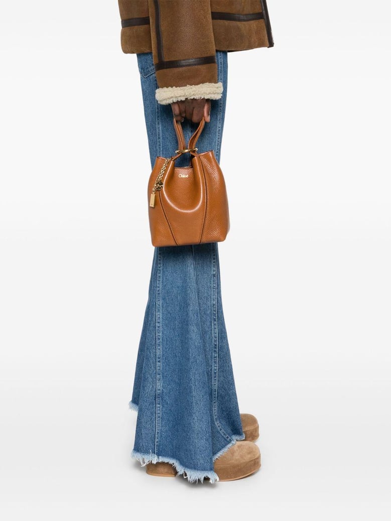 caramel leather small spin shopping bag by Selfnex