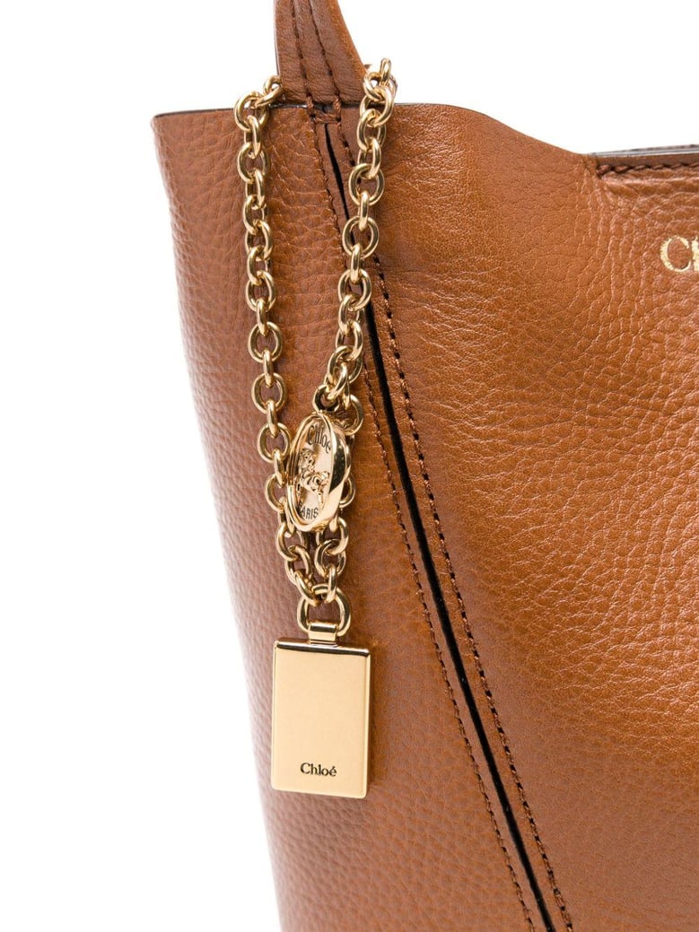 caramel leather small spin shopping bag by Selfnex
