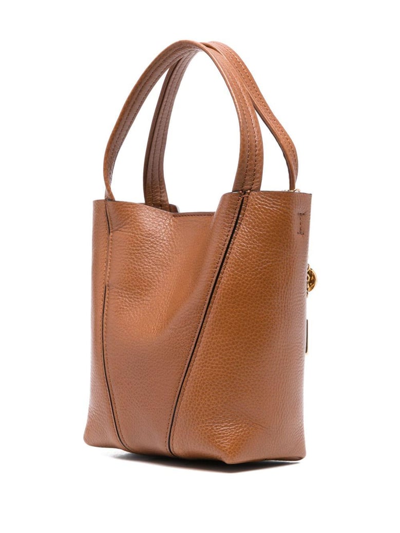 caramel leather small spin shopping bag by Selfnex