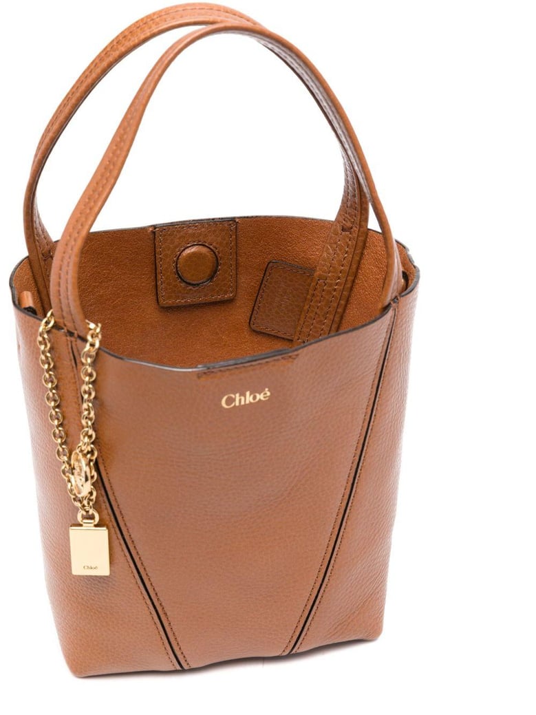 caramel leather small spin shopping bag by Selfnex