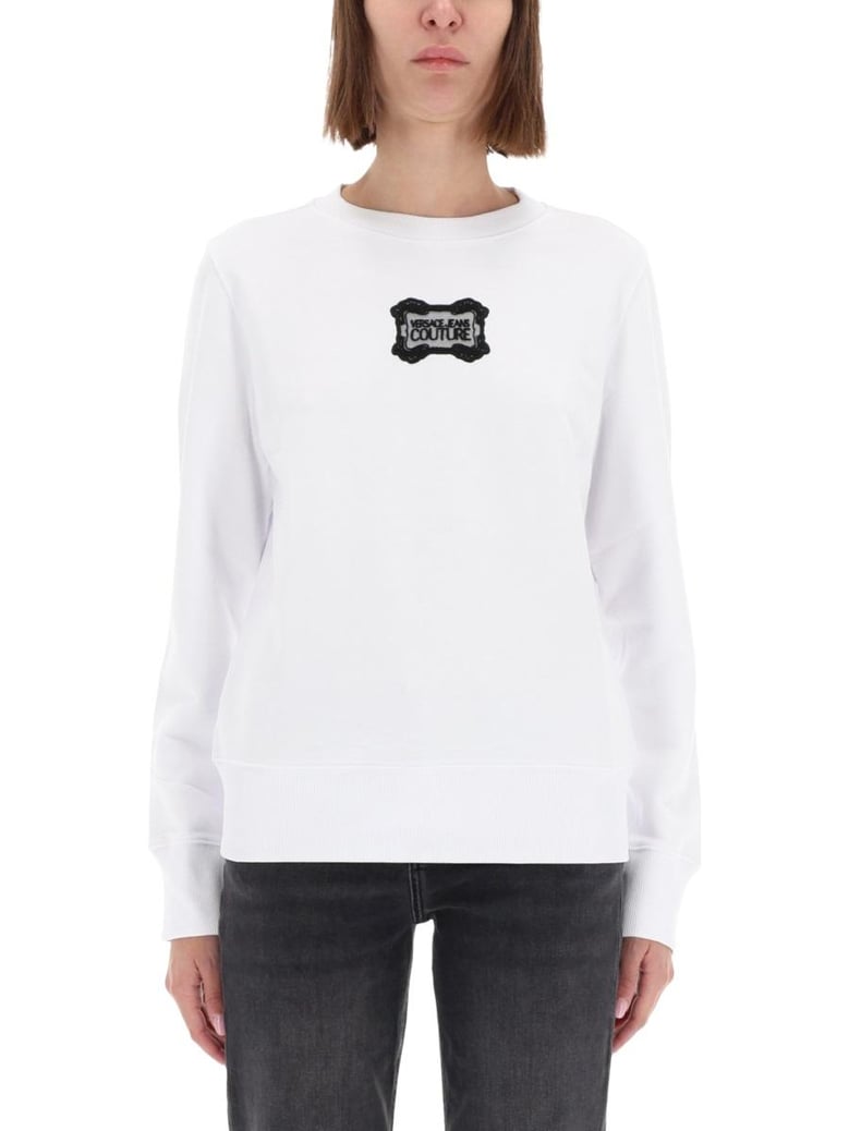sweatshirt with baroque logo patch by Selfnex