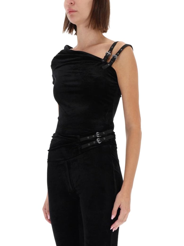 oneshoulder top with baroque buckle by Selfnex