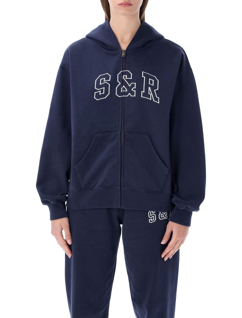 sporty & rich s&r ivy zip hoodie in navy by Selfnex