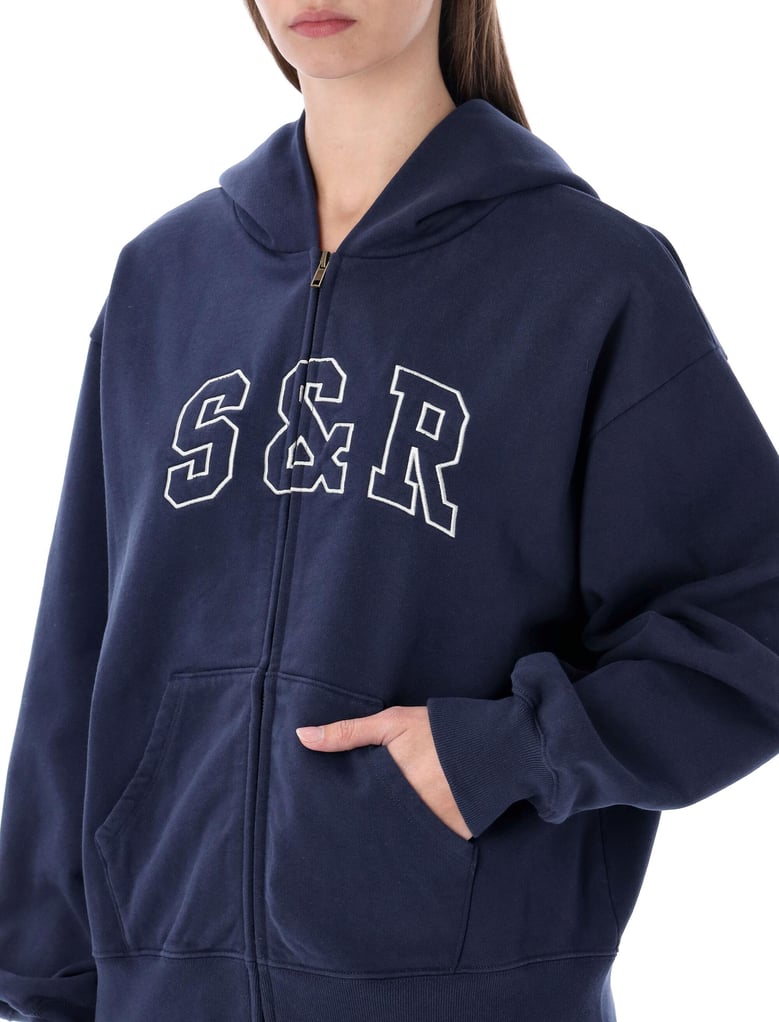 sporty & rich s&r ivy zip hoodie in navy by Selfnex