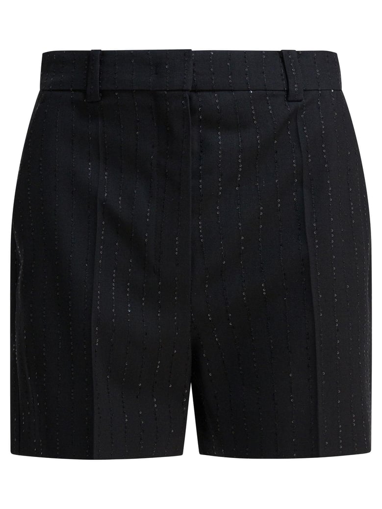 black wool blend shorts by Selfnex