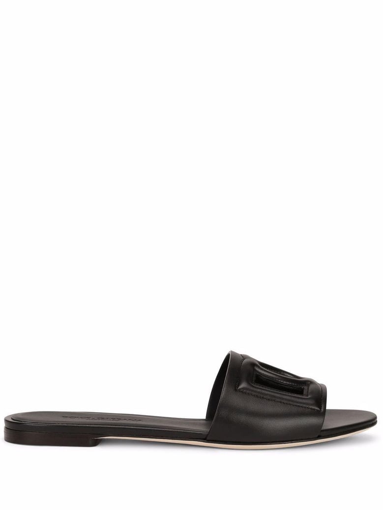 dg millennials logo leather flat slides by Selfnex
