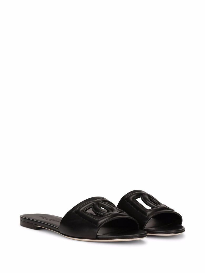 dg millennials logo leather flat slides by Selfnex