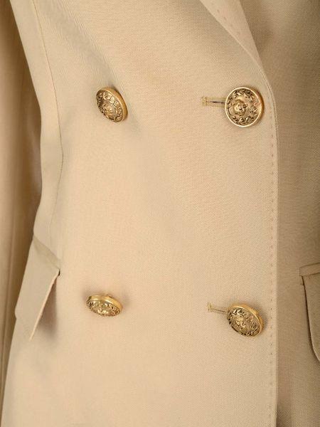 golden goose sand double-breasted blazer with gold heraldic buttons by Selfnex