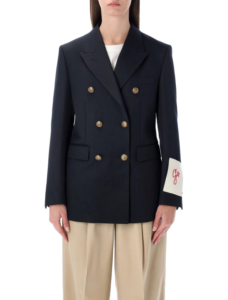 golden goose dark blue double-breasted blazer with gold buttons by Selfnex
