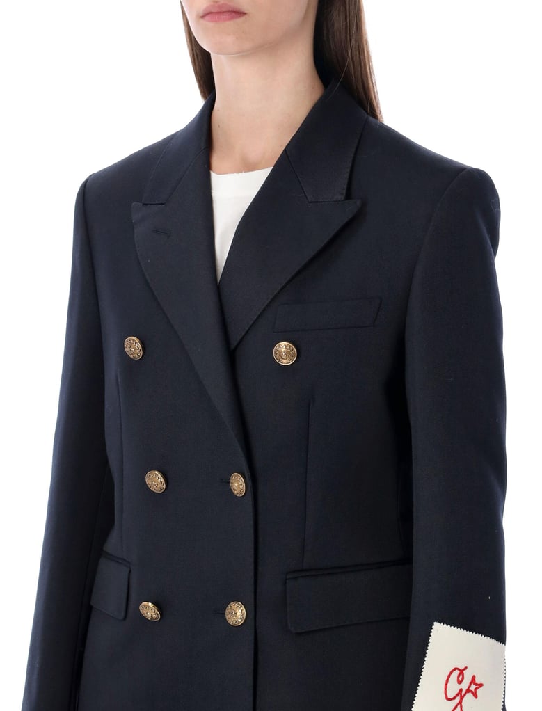 golden goose dark blue double-breasted blazer with gold buttons by Selfnex