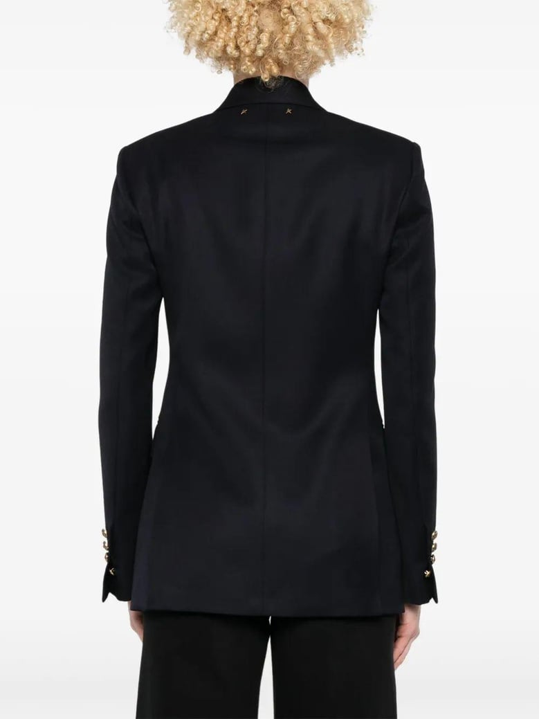 golden goose dark blue double-breasted blazer with gold buttons by Selfnex