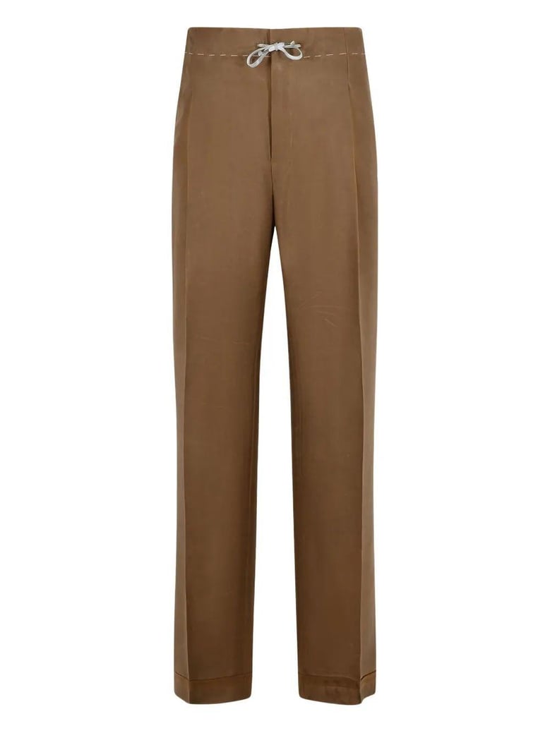 almond mohair wool cotton pants by Selfnex