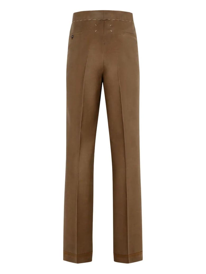 almond mohair wool cotton pants by Selfnex
