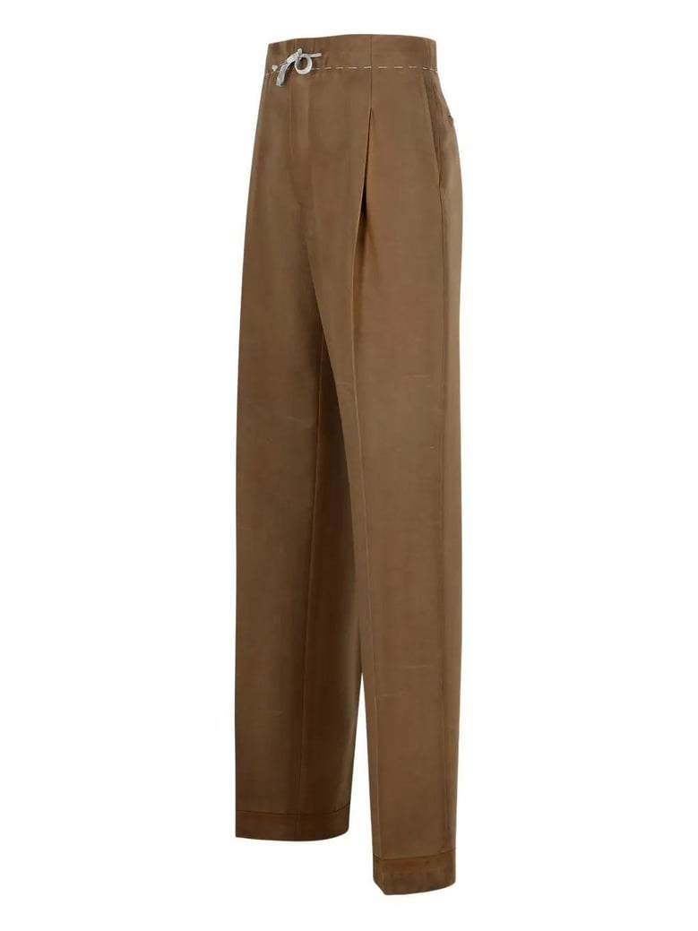 almond mohair wool cotton pants by Selfnex