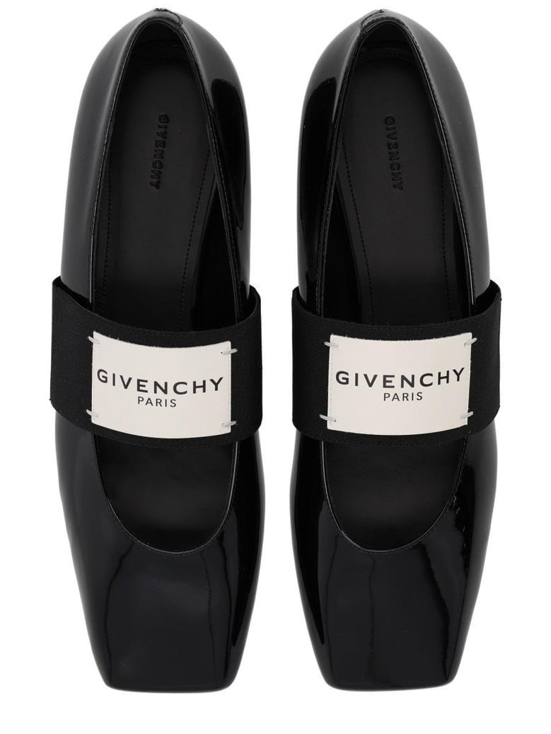 sliced square ballerinas in patent leather by Selfnex