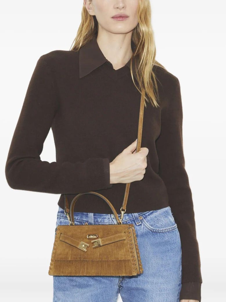 lee radziwill petite suede fringe mini top handle by Selfnex