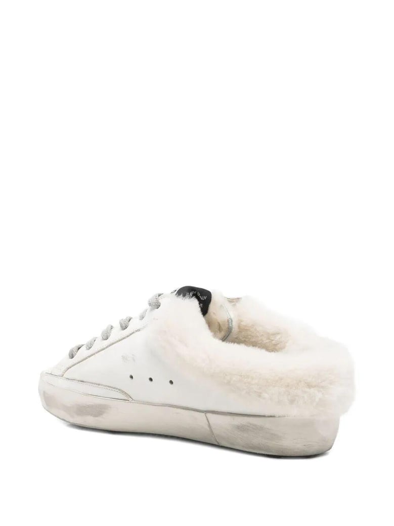 super star sabot leather upper glitter star shearling lining by Selfnex