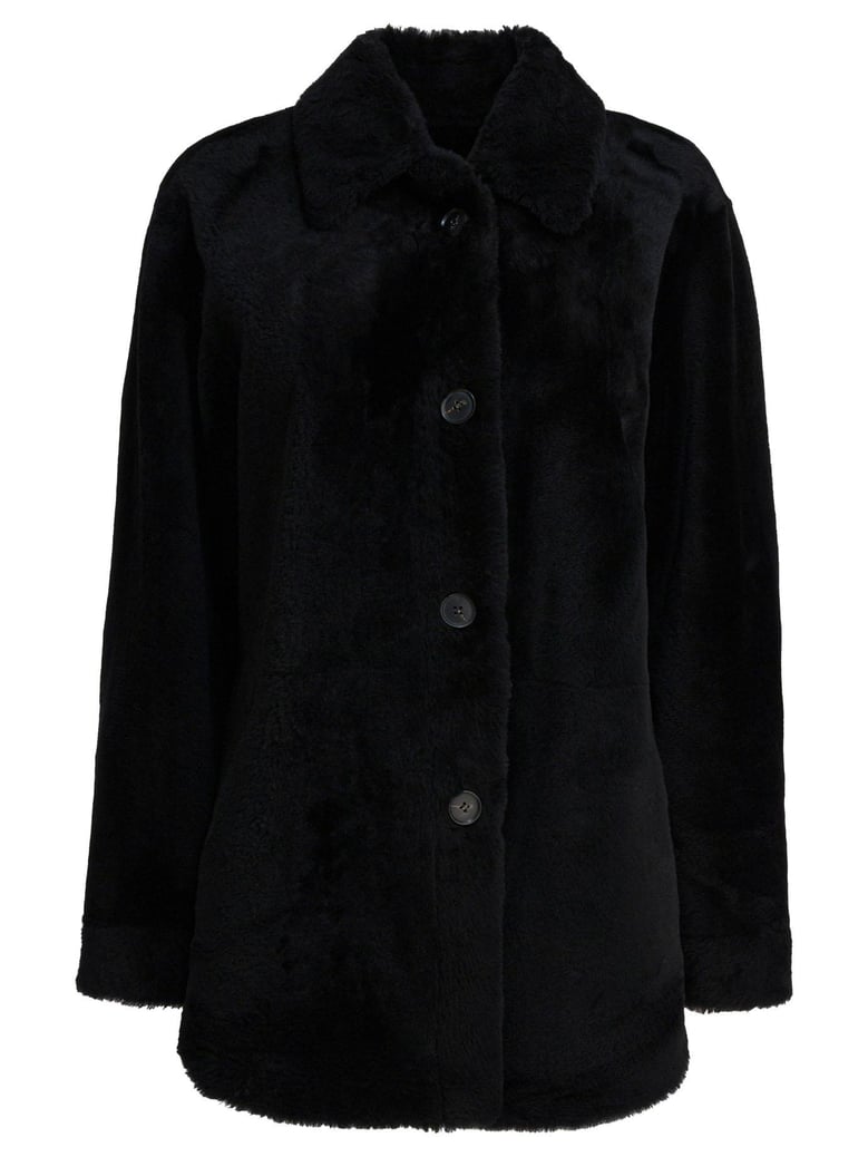 long reversible leather coat by Selfnex