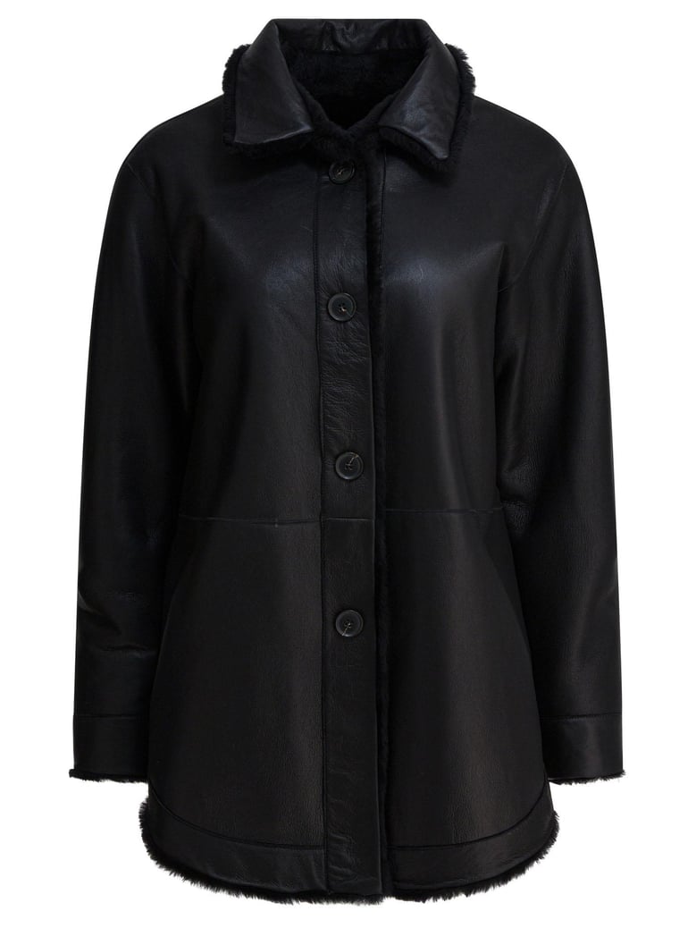 long reversible leather coat by Selfnex