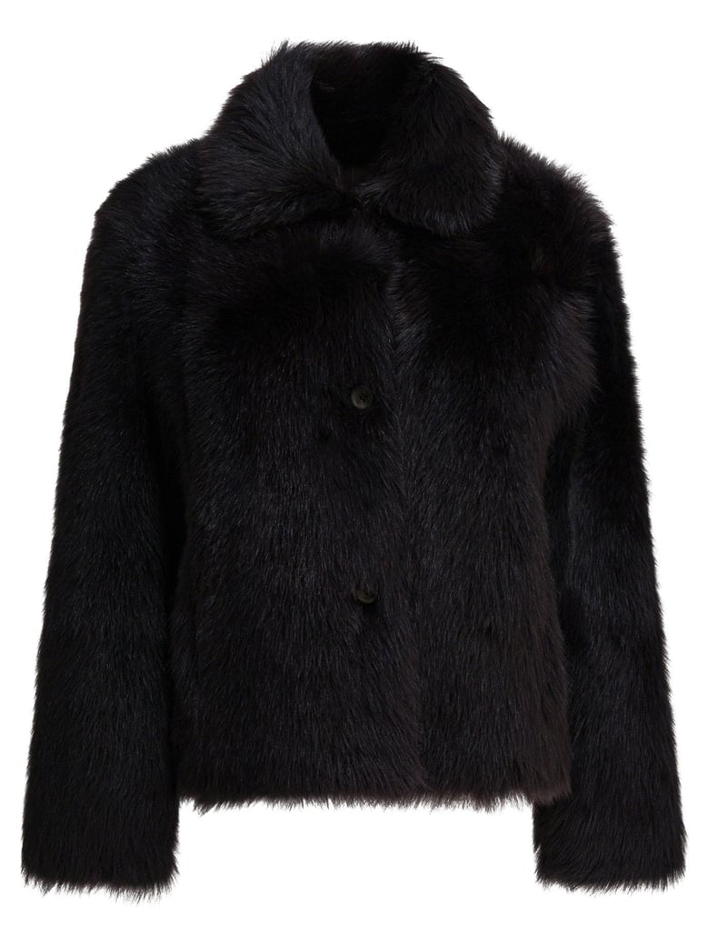 brown lamb fur coat by Selfnex