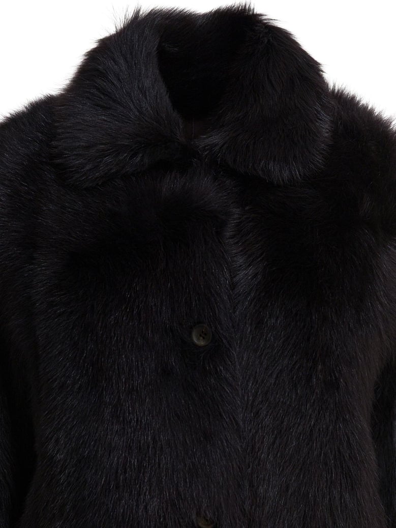 brown lamb fur coat by Selfnex