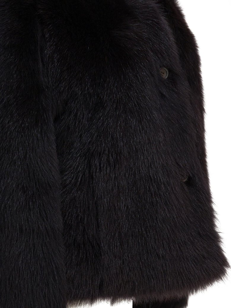 brown lamb fur coat by Selfnex