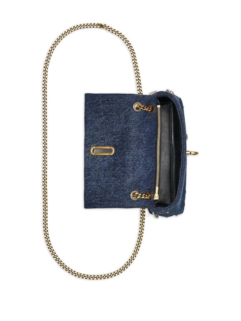 the dual chain mini bag denim mini bag by Selfnex
