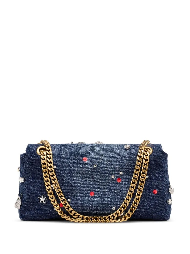 the dual chain mini bag denim mini bag by Selfnex