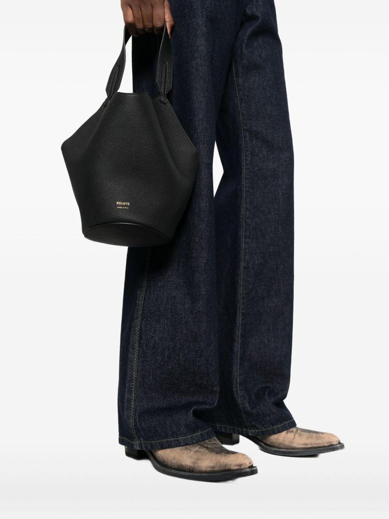 lotus mini leather bucket bag by Selfnex