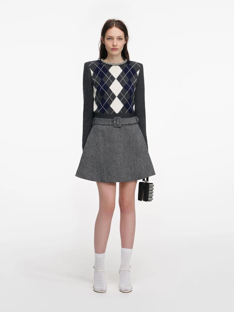 argyle crystal trim jumper by Selfnex