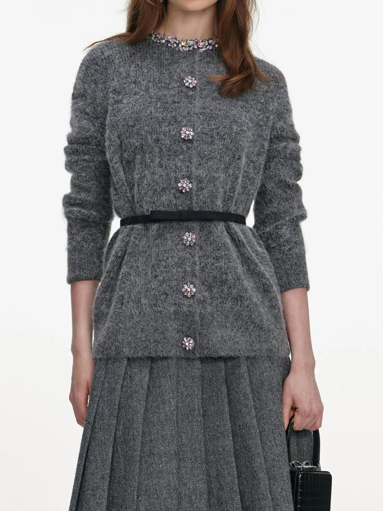 crystal trim cardigan by Selfnex