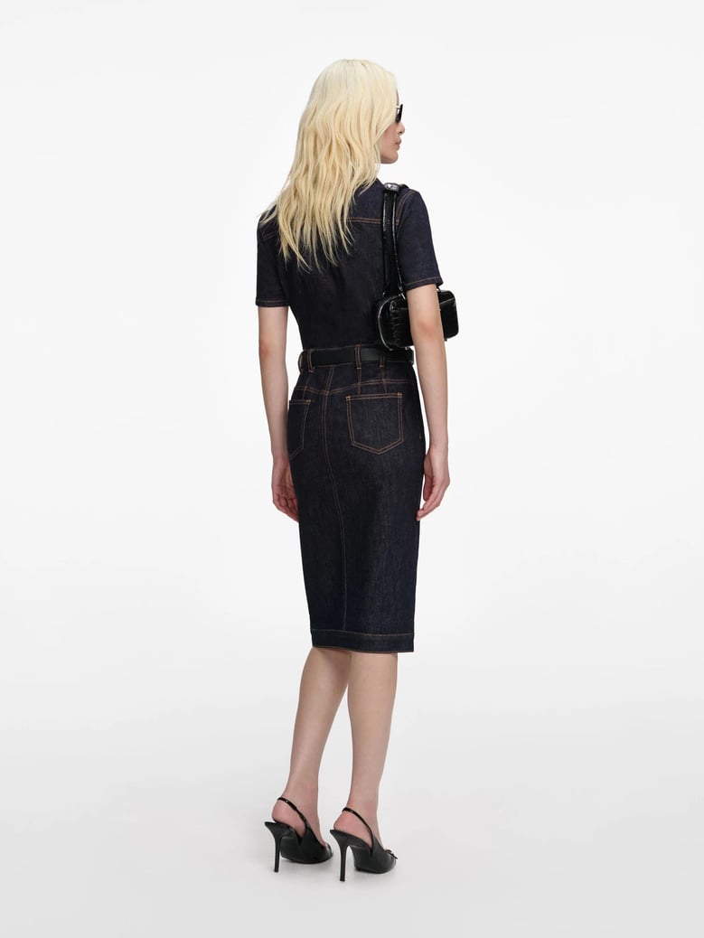 denim midi dress by Selfnex
