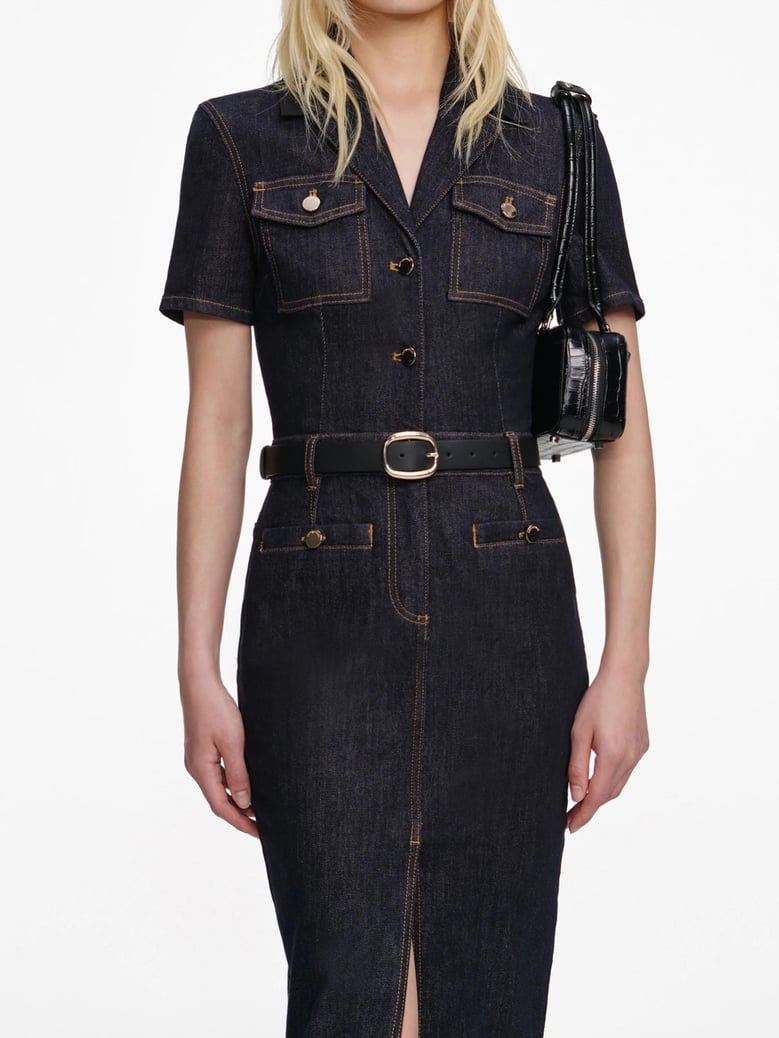 denim midi dress by Selfnex