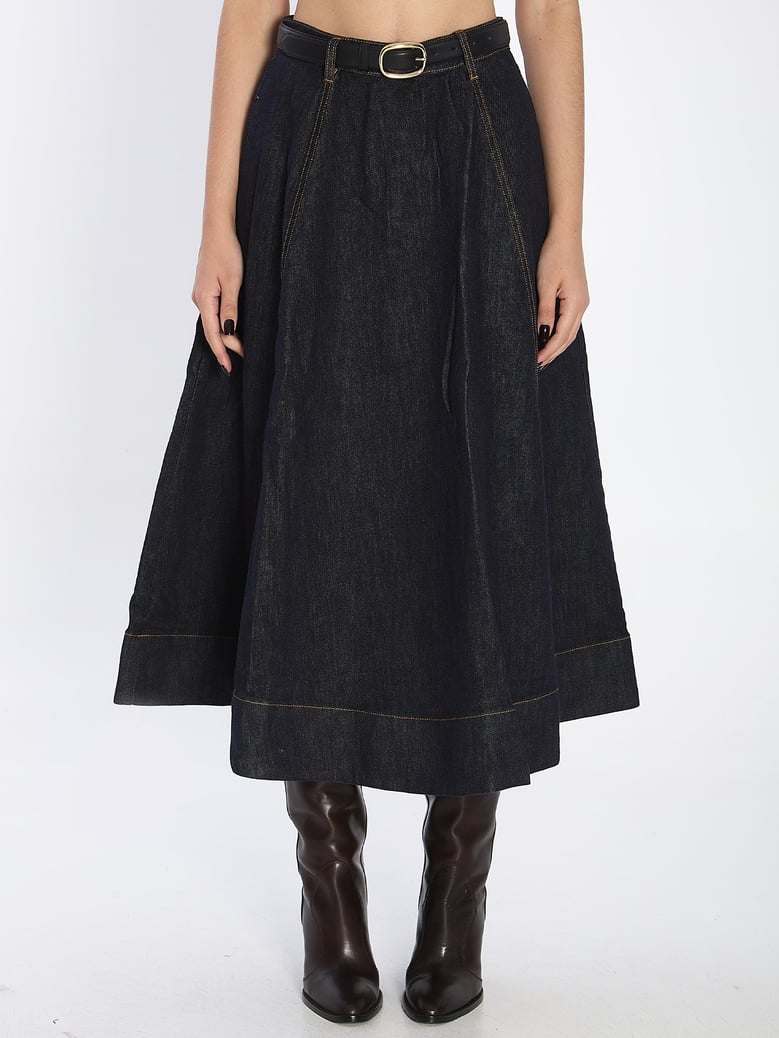 flared midi skirt by Selfnex