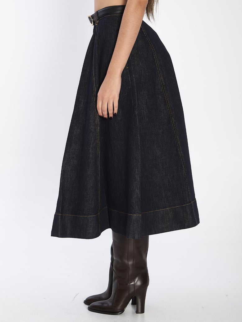 flared midi skirt by Selfnex