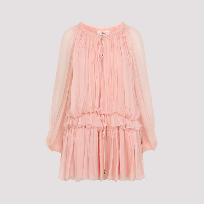 pink silk mini dress by Selfnex