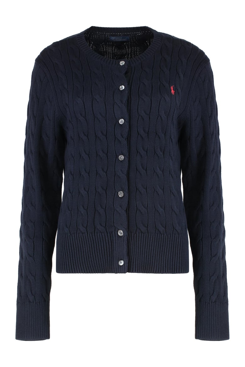 crew neck cardigan in cable-knit cotton by Selfnex