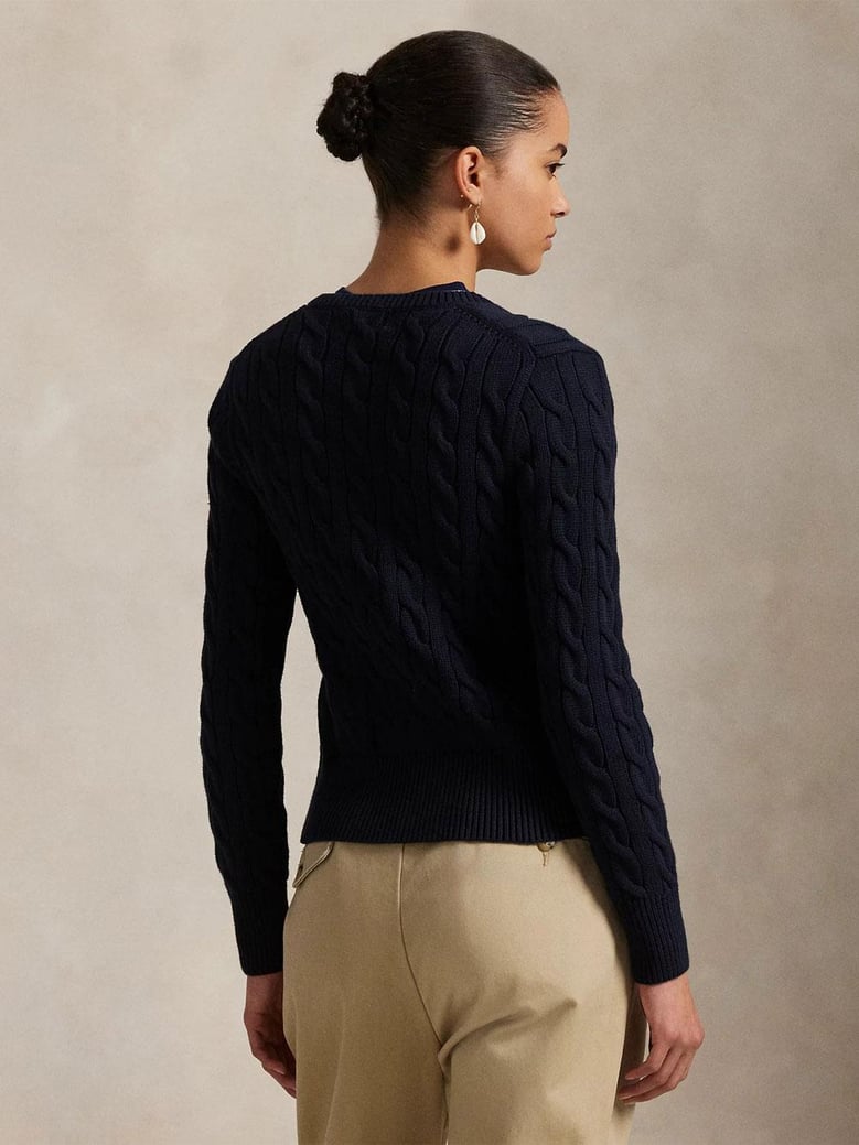 crew neck cardigan in cable-knit cotton by Selfnex
